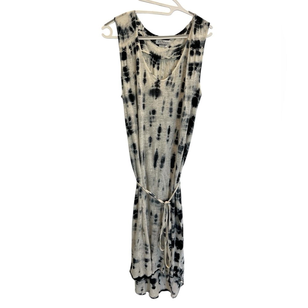 Velvet by Graham & Spencer Cream and Black Tie-Dye Woman’s Dress Medium